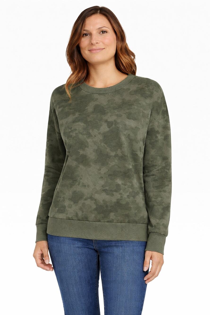 Mondetta Tencel Sweatshirt Women L Green Camo NWT